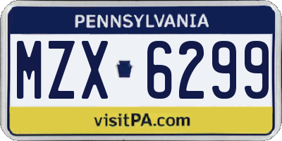 PA license plate MZX6299