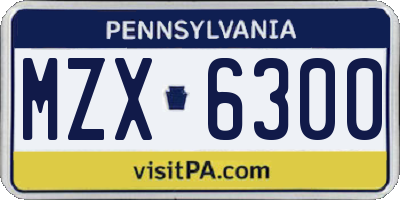 PA license plate MZX6300