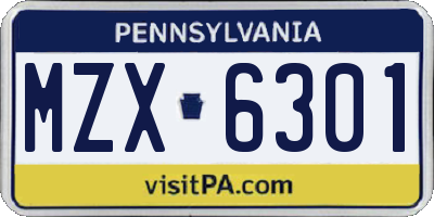 PA license plate MZX6301