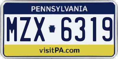 PA license plate MZX6319