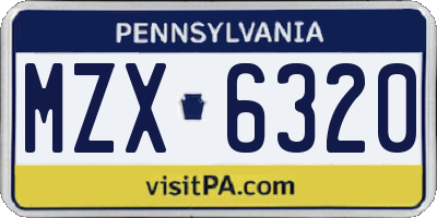 PA license plate MZX6320