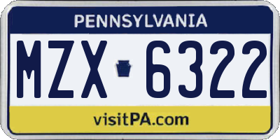 PA license plate MZX6322