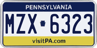 PA license plate MZX6323