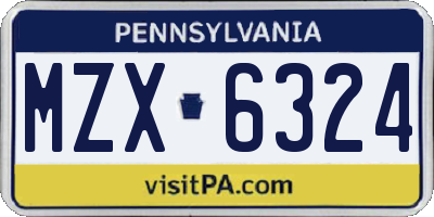 PA license plate MZX6324