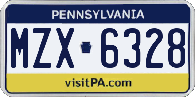PA license plate MZX6328