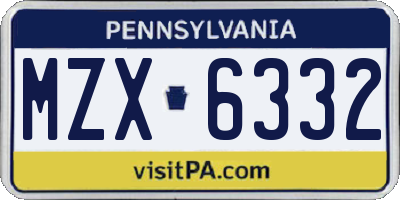 PA license plate MZX6332