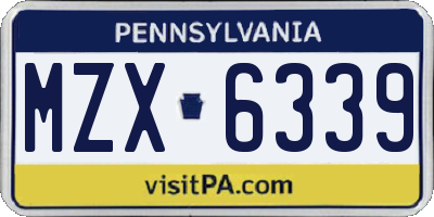 PA license plate MZX6339
