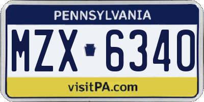 PA license plate MZX6340