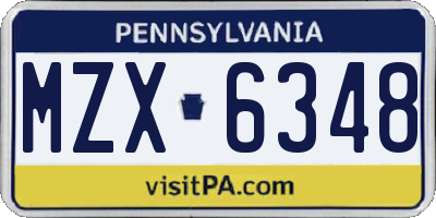 PA license plate MZX6348