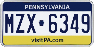 PA license plate MZX6349