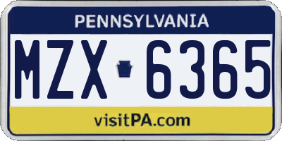 PA license plate MZX6365