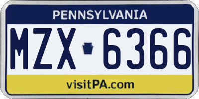 PA license plate MZX6366