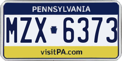PA license plate MZX6373