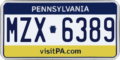 PA license plate MZX6389
