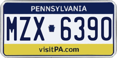 PA license plate MZX6390