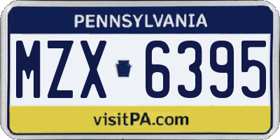 PA license plate MZX6395