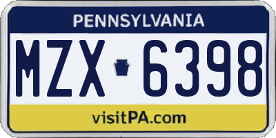 PA license plate MZX6398