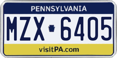 PA license plate MZX6405