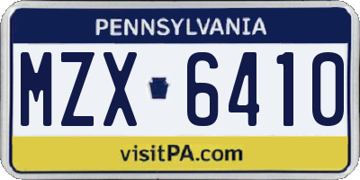 PA license plate MZX6410