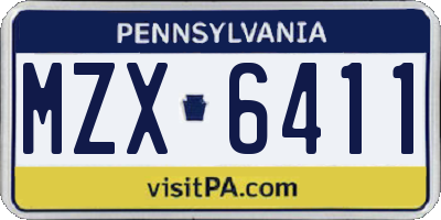 PA license plate MZX6411
