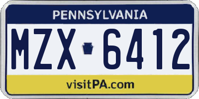 PA license plate MZX6412