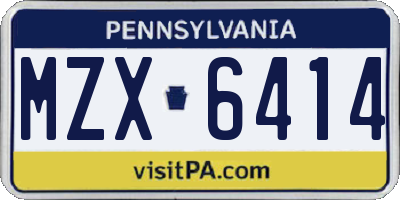 PA license plate MZX6414