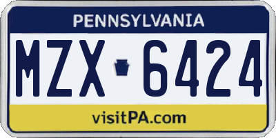 PA license plate MZX6424