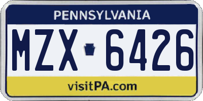 PA license plate MZX6426