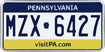 PA license plate MZX6427