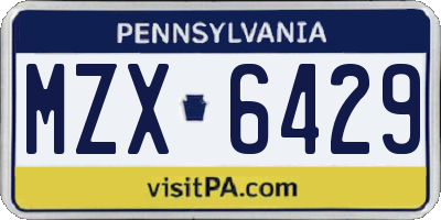 PA license plate MZX6429