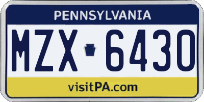 PA license plate MZX6430