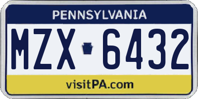 PA license plate MZX6432