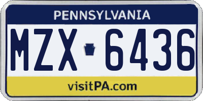 PA license plate MZX6436
