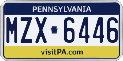 PA license plate MZX6446