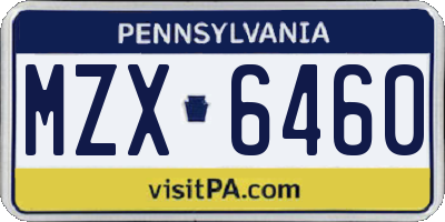PA license plate MZX6460