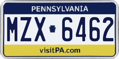 PA license plate MZX6462