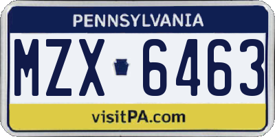 PA license plate MZX6463