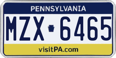 PA license plate MZX6465