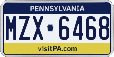 PA license plate MZX6468
