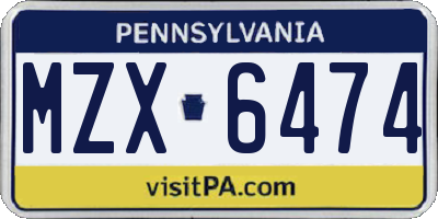 PA license plate MZX6474