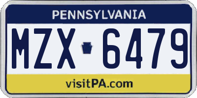 PA license plate MZX6479