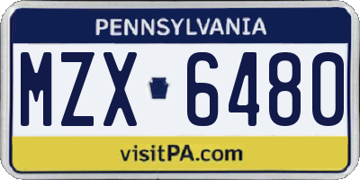 PA license plate MZX6480