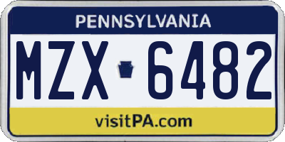 PA license plate MZX6482