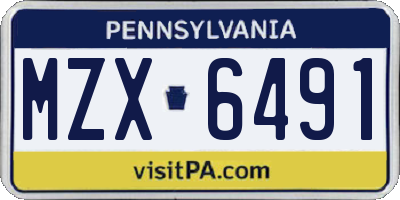 PA license plate MZX6491