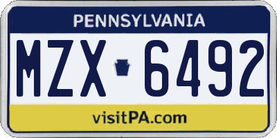PA license plate MZX6492