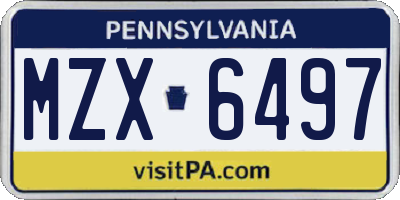 PA license plate MZX6497