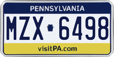 PA license plate MZX6498