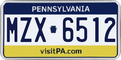 PA license plate MZX6512