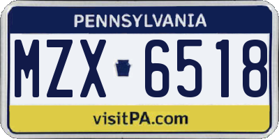 PA license plate MZX6518