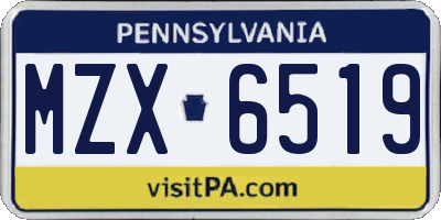 PA license plate MZX6519